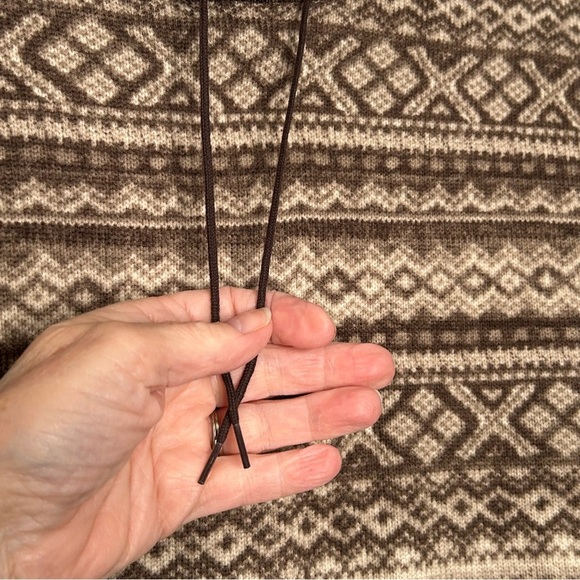 Ralph Lauren L-RL Active Brown/Tan Pullover Machine Knit Fair Isle Hoodie Sz L - Picture 5 of 8